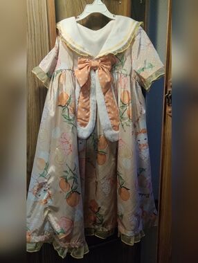 Sweet Orange Bunny Sailor Collar Short Sleeves One Piece devil inspired Size One